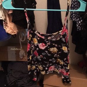 Black flower crop top